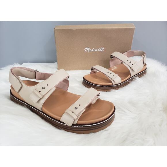 NEW Madewell leilah lugsole leather‎ sandals taupe tan collar stud size 10 - Picture 1 of 8